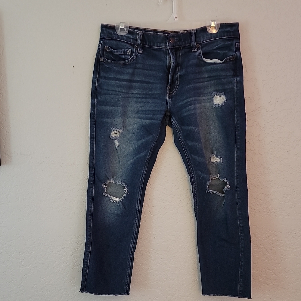 Woman's Hollister Dark Blue Distressed Skinny Jeans